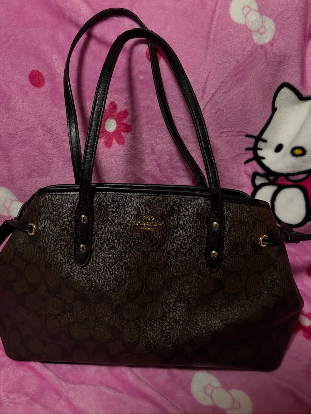 Coach Brown Signature Tote with Black Trim